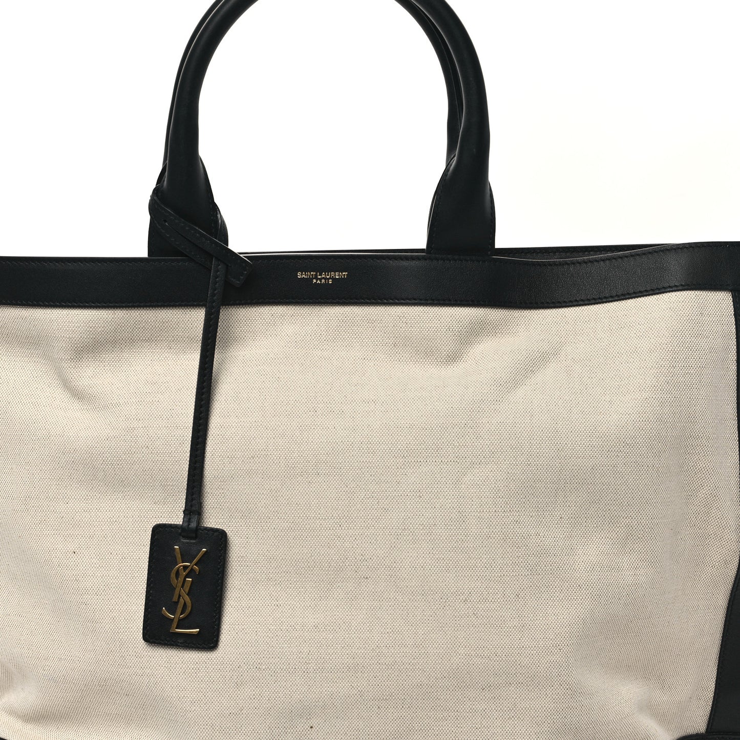Calfskin Linen Two Tone Cabas Tote Black