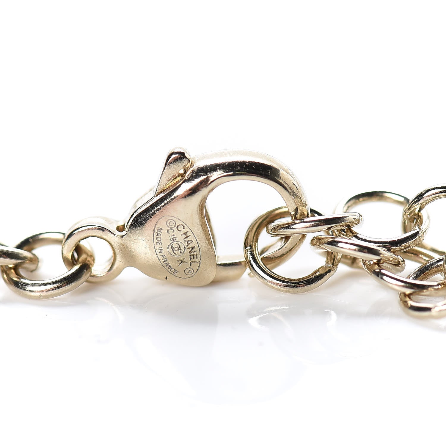 Chanel Metal Glass Swirling Pearls Drop Necklace Gold 6 of 7