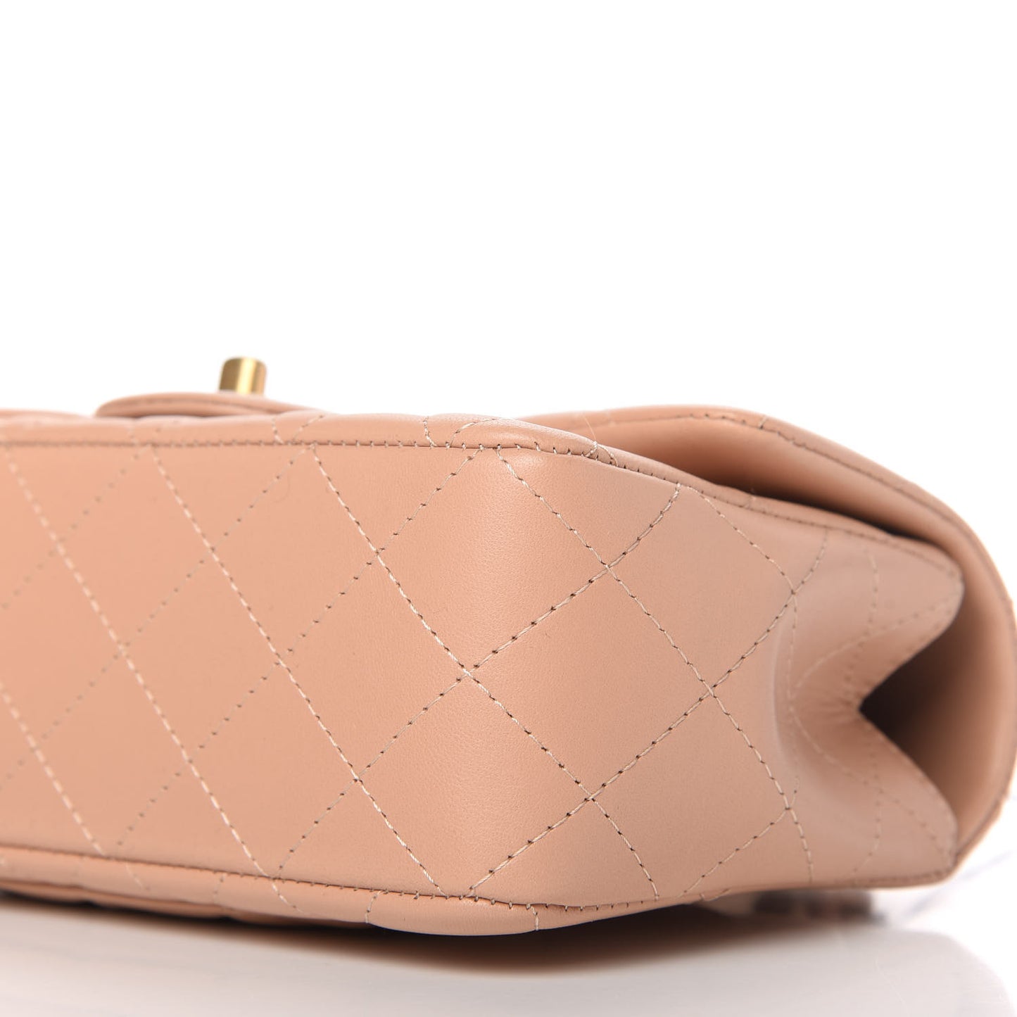 Lambskin Quilted Mini Top Handle Rectangular Flap Beige