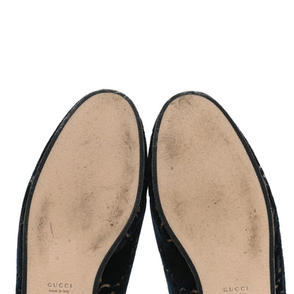Gucci Velvet GG Monogram Womens Princetown Slippers 37 Blue Beige 7 of 9
