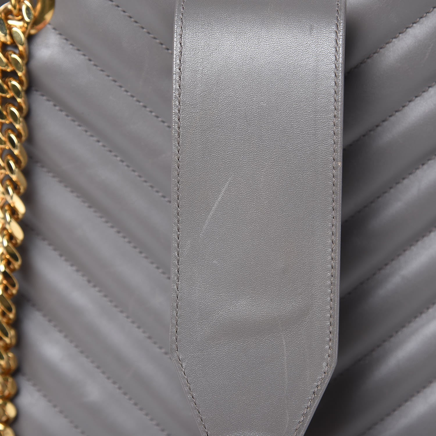 Saint Laurent Smooth Calfskin Matelasse Chevron Large Monogram Shopping Bag Grey 14 of 18