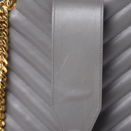 Saint Laurent Smooth Calfskin Matelasse Chevron Large Monogram Shopping Bag Grey 14 of 18