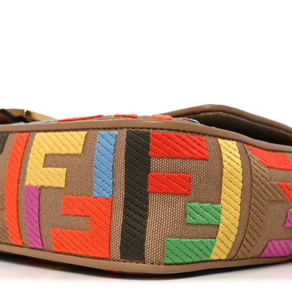 Fendi Canvas Vitello King FF Multicolor Embroidered Baguette Multicolor Cuoio 10 of 10