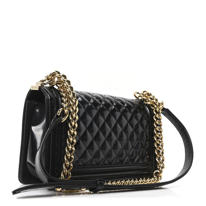 Chanel Iridescent Glazed Calfskin Quilted Medium Boy Flap Black 2 of 9