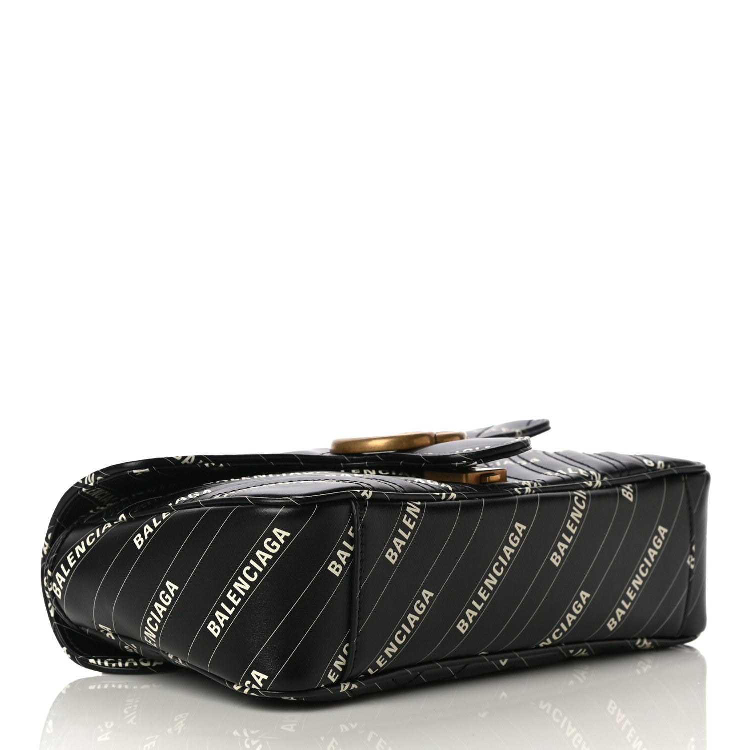 Gucci X BALENCIAGA Calfskin Matelasse Logo Print Small GG Marmont Shoulder Bag Black 4 of 11