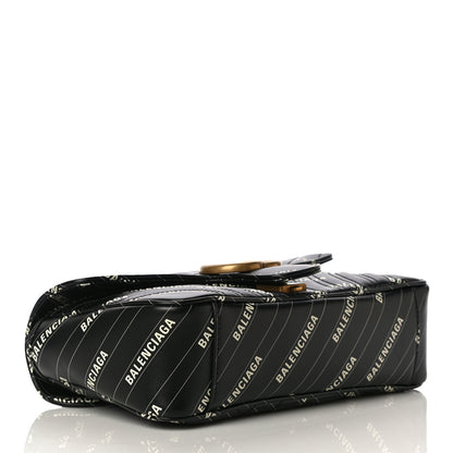 Gucci X BALENCIAGA Calfskin Matelasse Logo Print Small GG Marmont Shoulder Bag Black 4 of 11