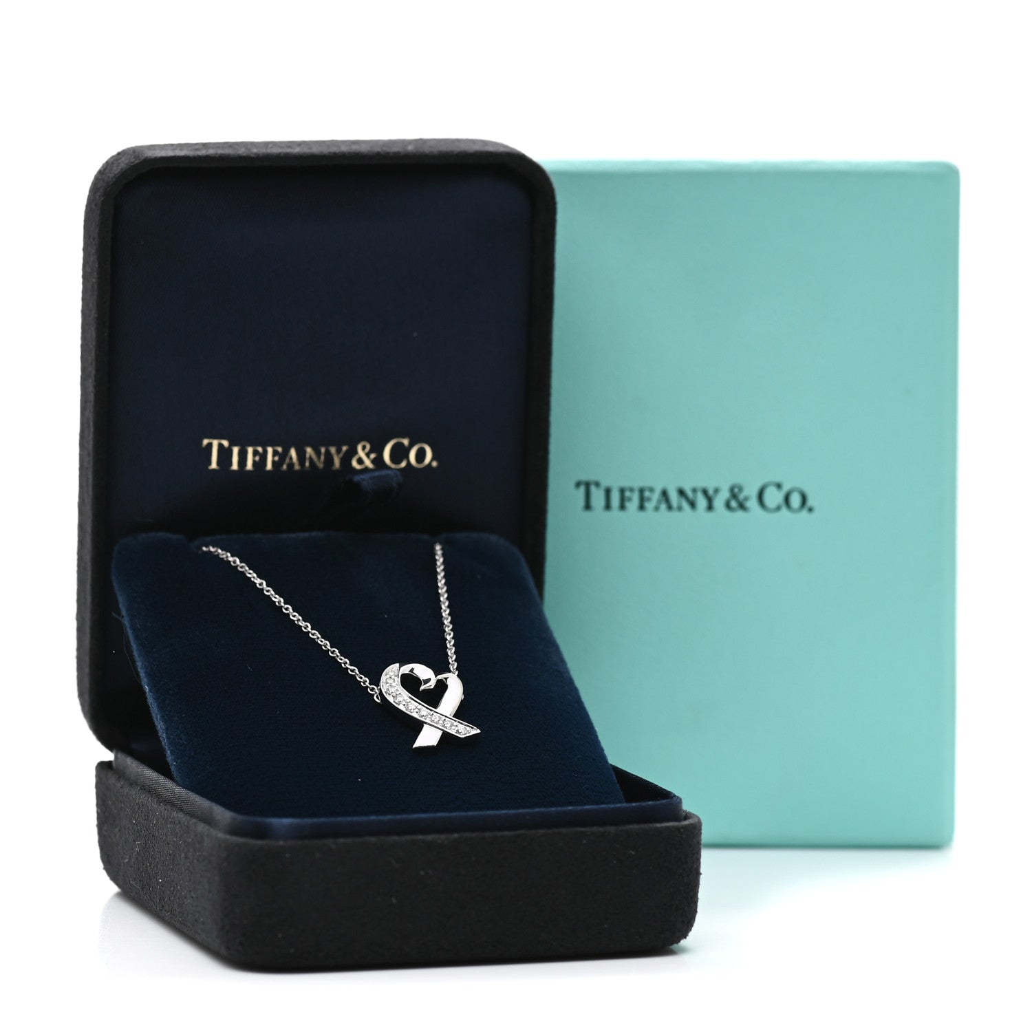 Tiffany 18K White Gold Diamond Small Paloma Picasso Loving Heart Necklace 7 of 7