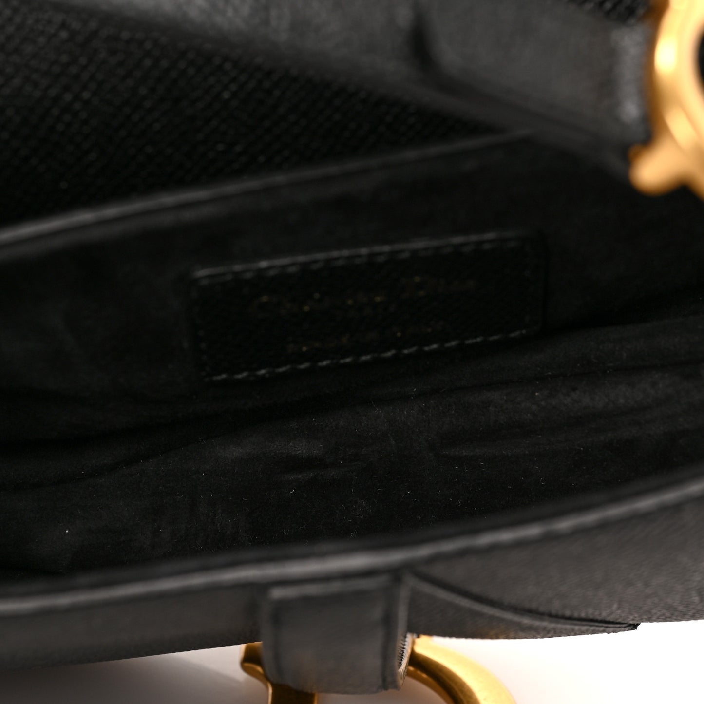 Grained Calfskin Mini Saddle Bag With Strap Black