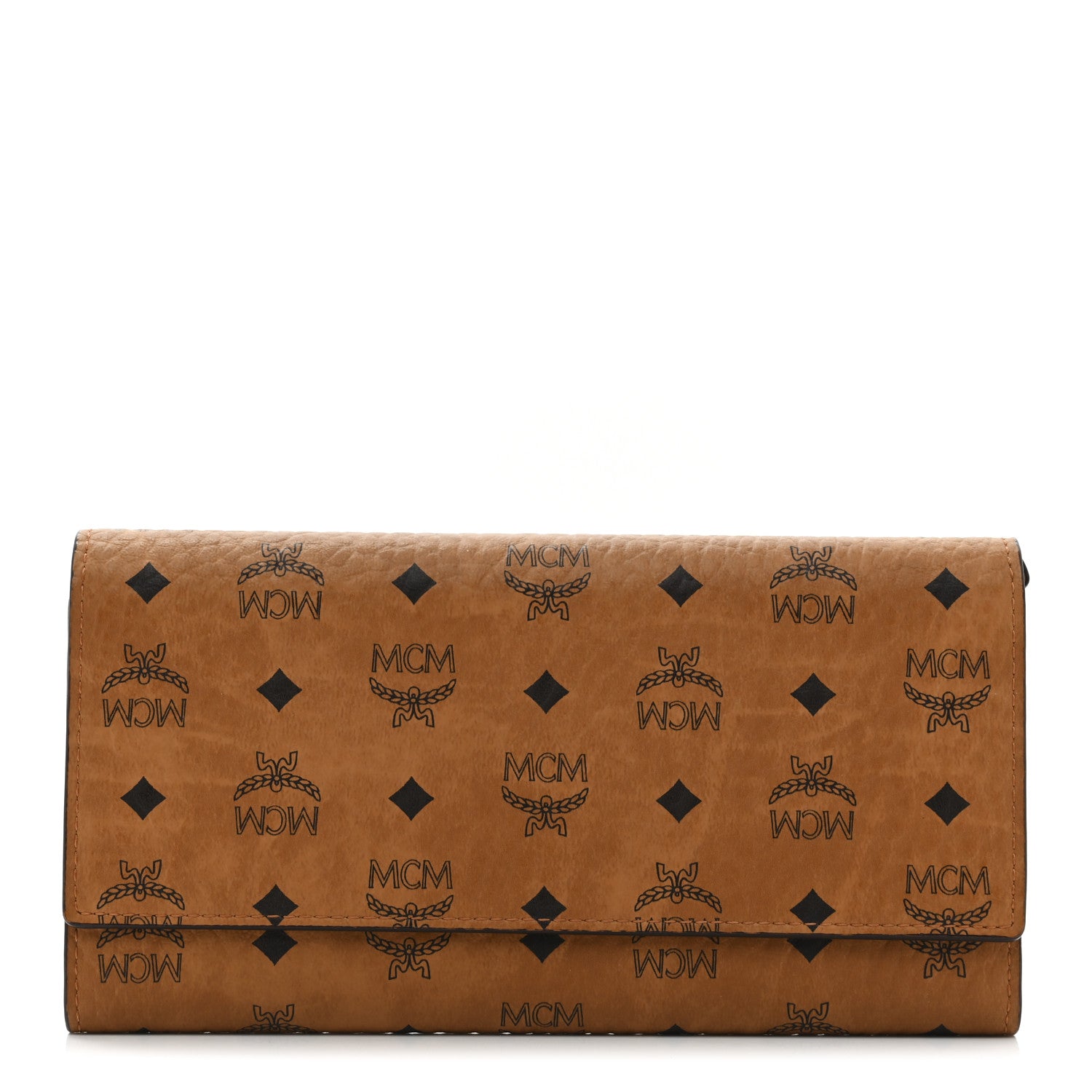 MCM Visetos Large Trifold Flap Wallet Cognac 1 of 8