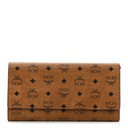 MCM Visetos Large Trifold Flap Wallet Cognac 1 of 8