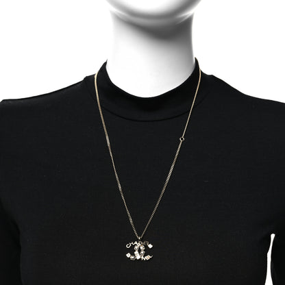 Chanel Baguette Crystal Logo CC Necklace Grey Gold 2 of 5