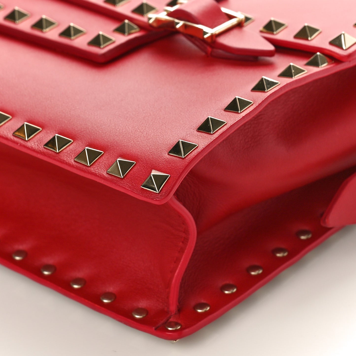Calfskin Rockstud Flap Shoulder Bag Rosso Valentino