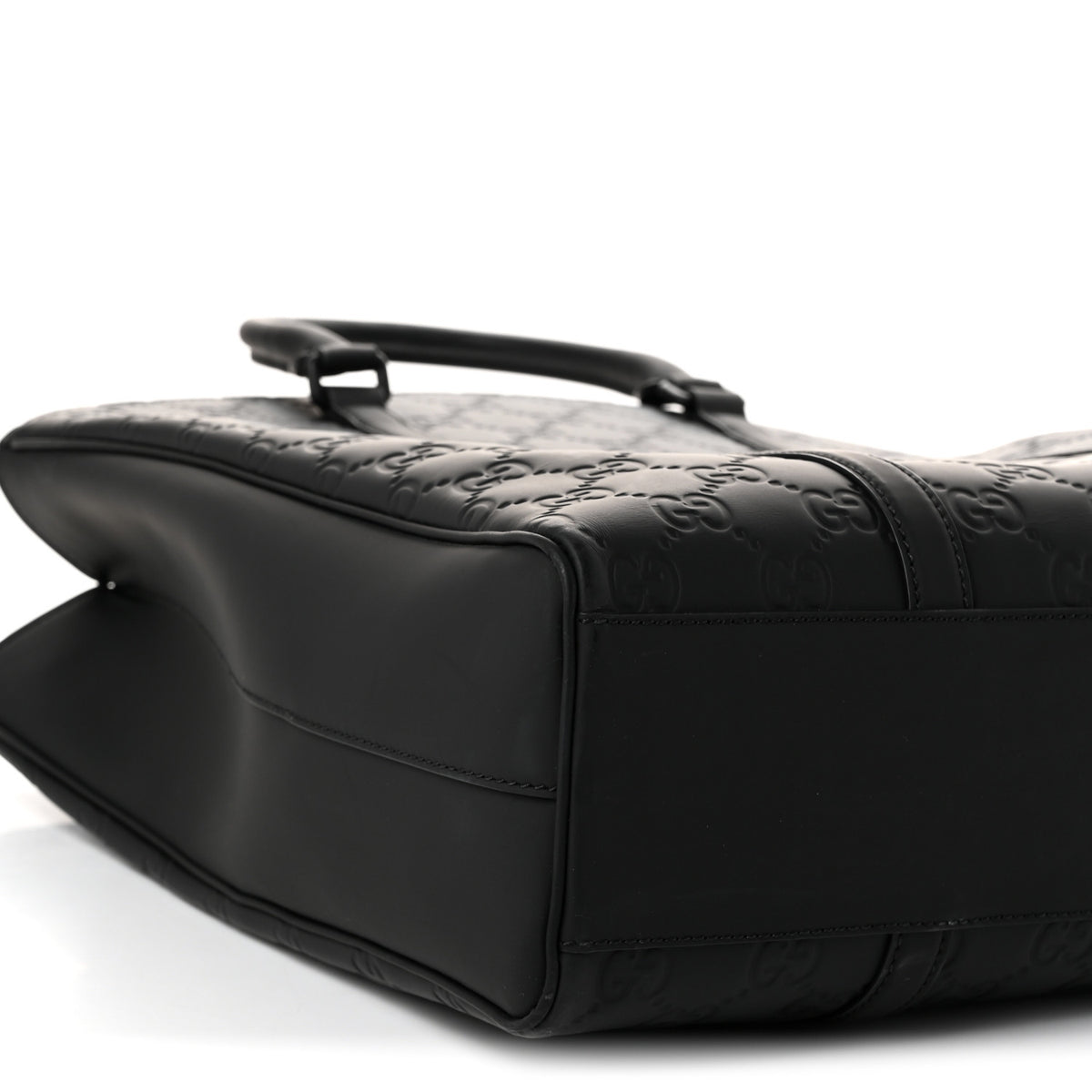 Calfskin Rubber Effect Tall Convertible Tote Black
