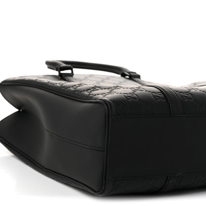 Gucci Calfskin Rubber Effect Tall Convertible Tote Black 9 of 10