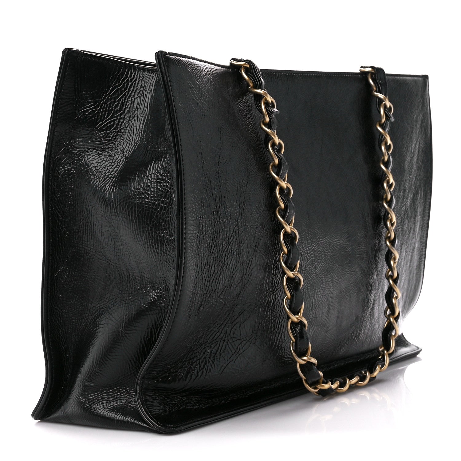 Chanel Shiny Aged Calfskin Shopping Bag Black 3 of 10