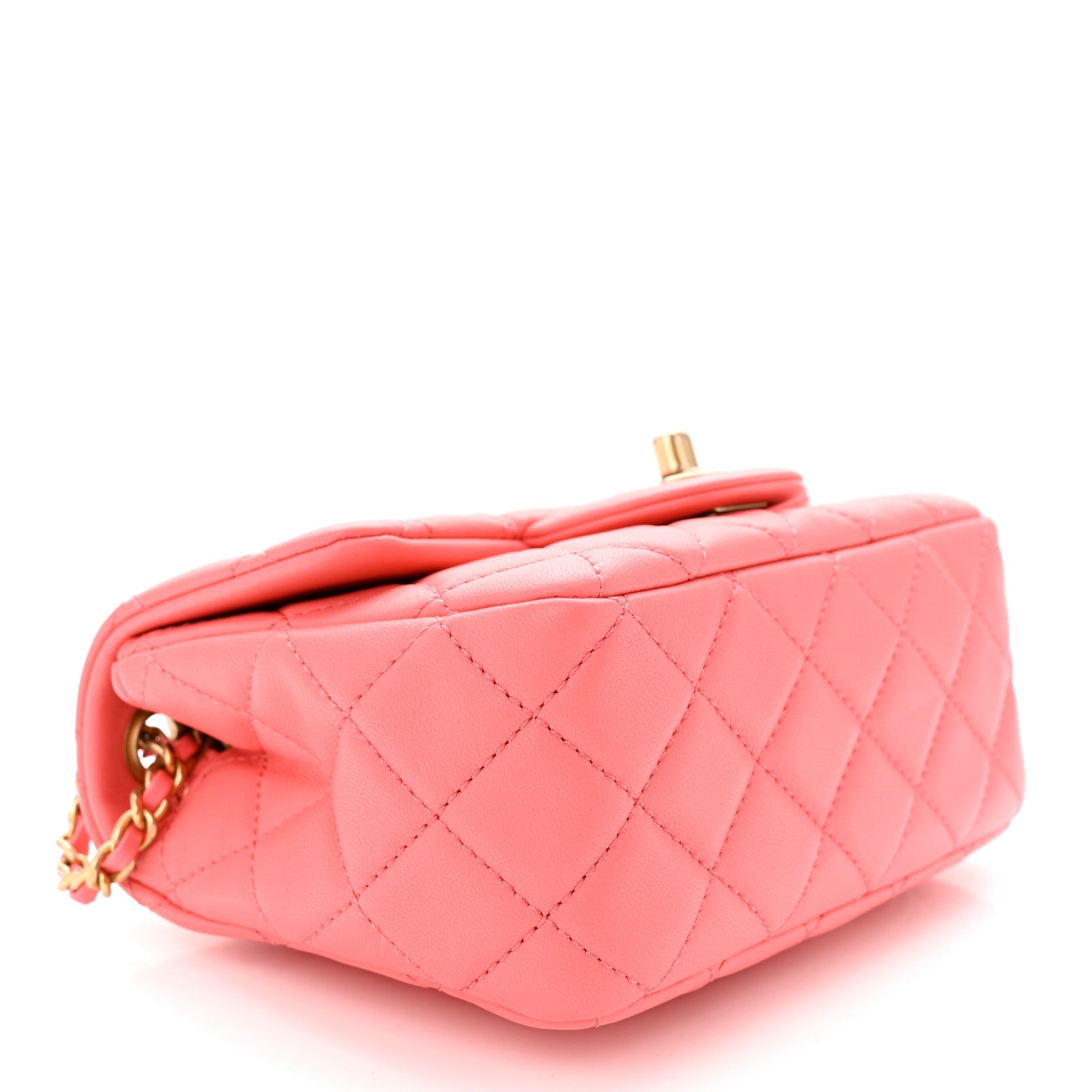 Chanel Lambskin Quilted Mini Pearl Crush Flap Coral 4 of 10