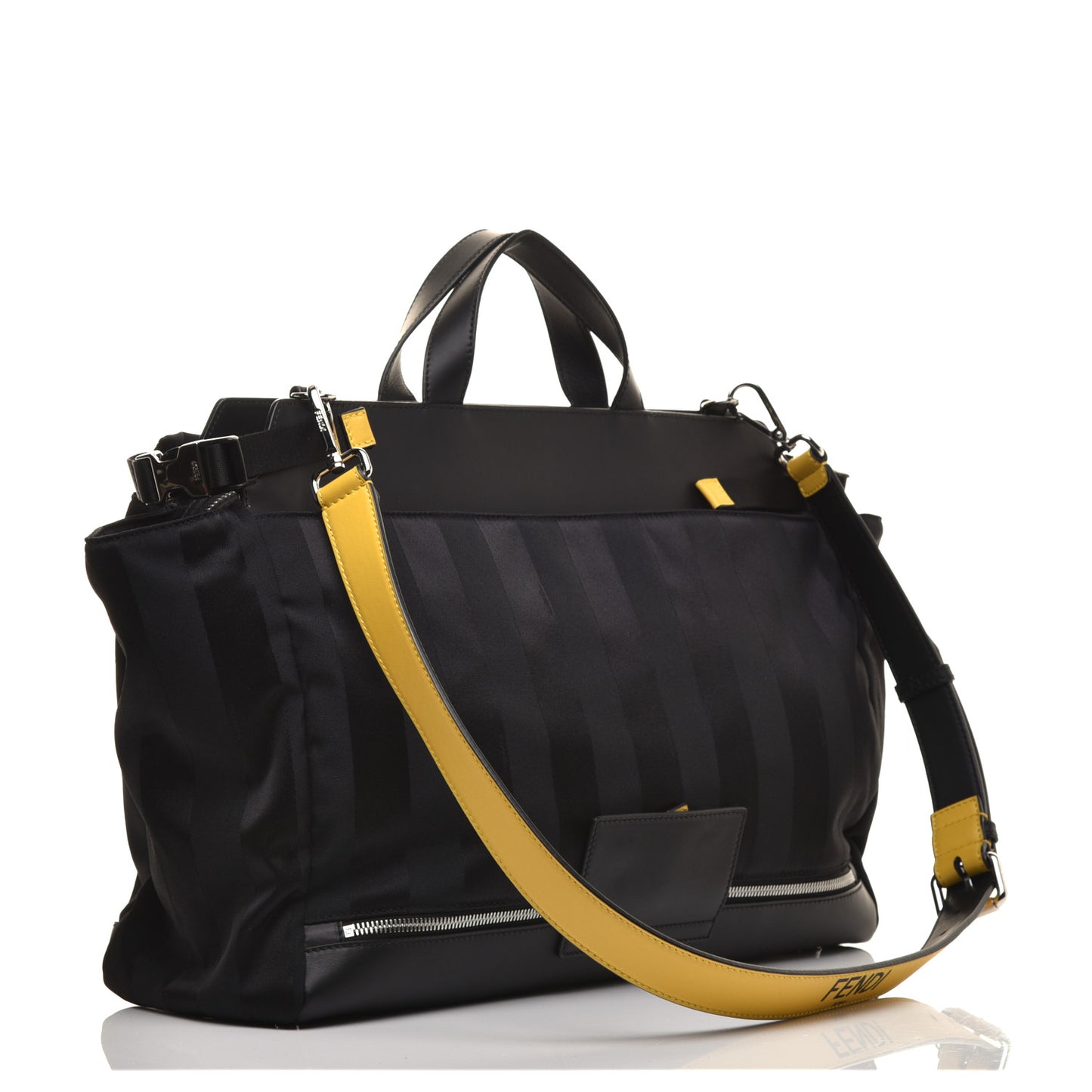 Recycled Nylon Vitello Grace Light Pequin Logo Medium Peekaboo Iconic Satchel Black Sunflower