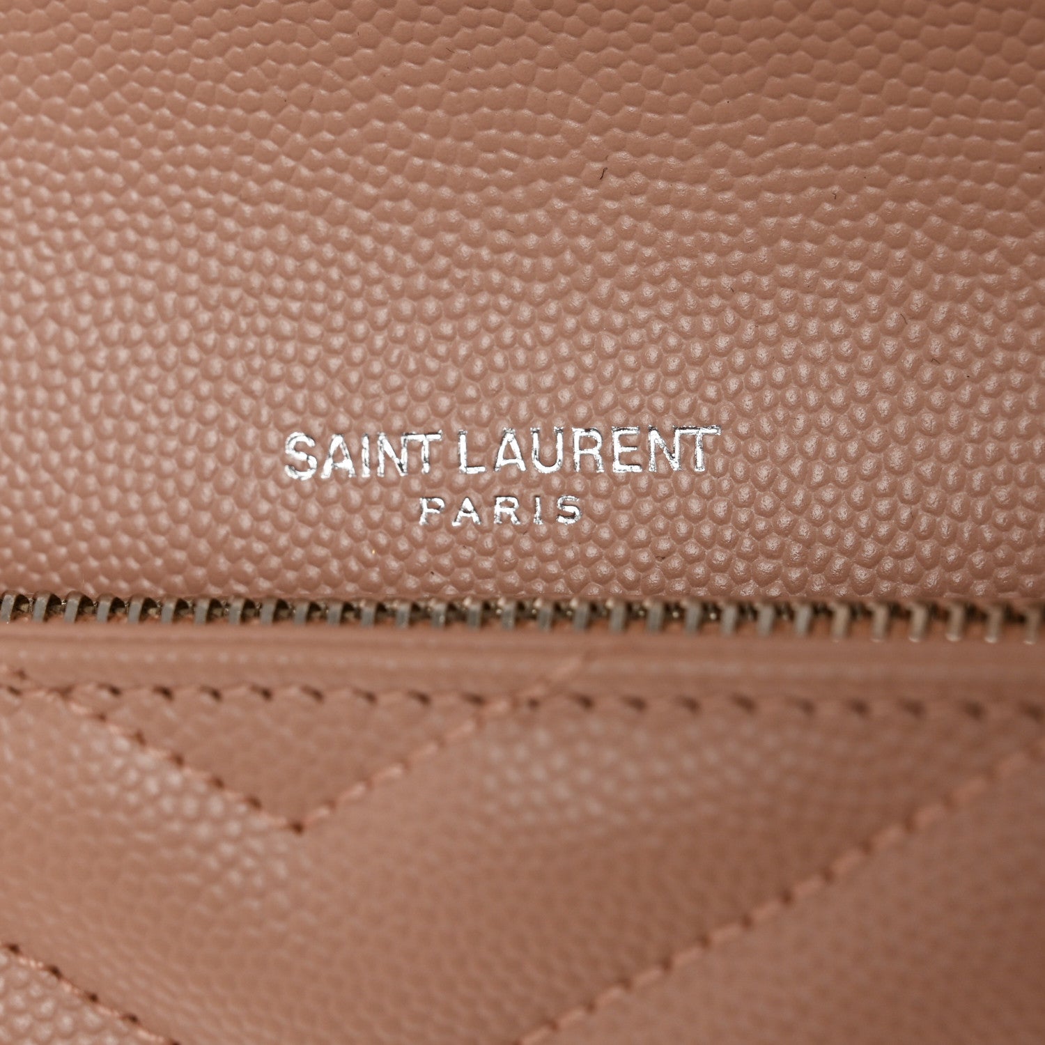 Saint Laurent Grain De Poudre Matelasse Chevron Monogram Flap Wallet Pale Pink 6 of 10