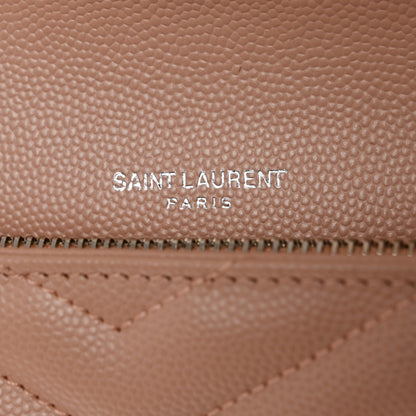 Saint Laurent Grain De Poudre Matelasse Chevron Monogram Flap Wallet Pale Pink 6 of 10