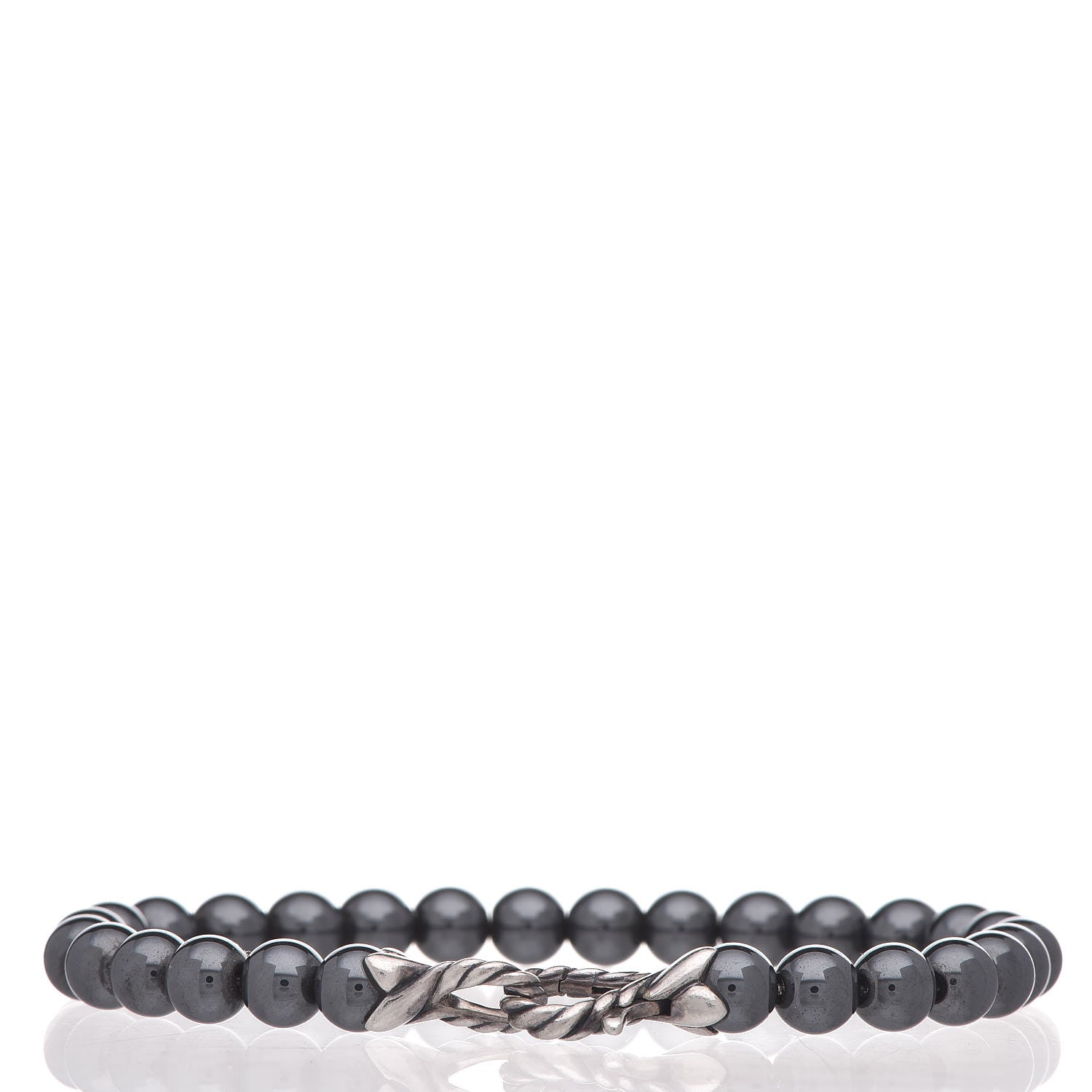David Yurman Sterling Silver Hematite 6mm Spiritual Beads Bracelet 3 of 4