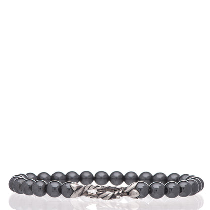 David Yurman Sterling Silver Hematite 6mm Spiritual Beads Bracelet 3 of 4