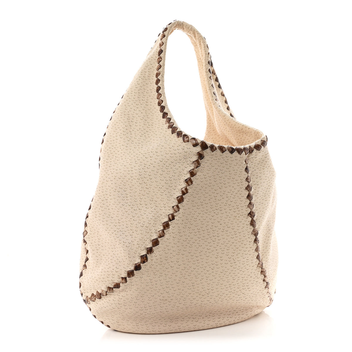 Cervo Deerskin Perforated Pekary Hobo Cream
