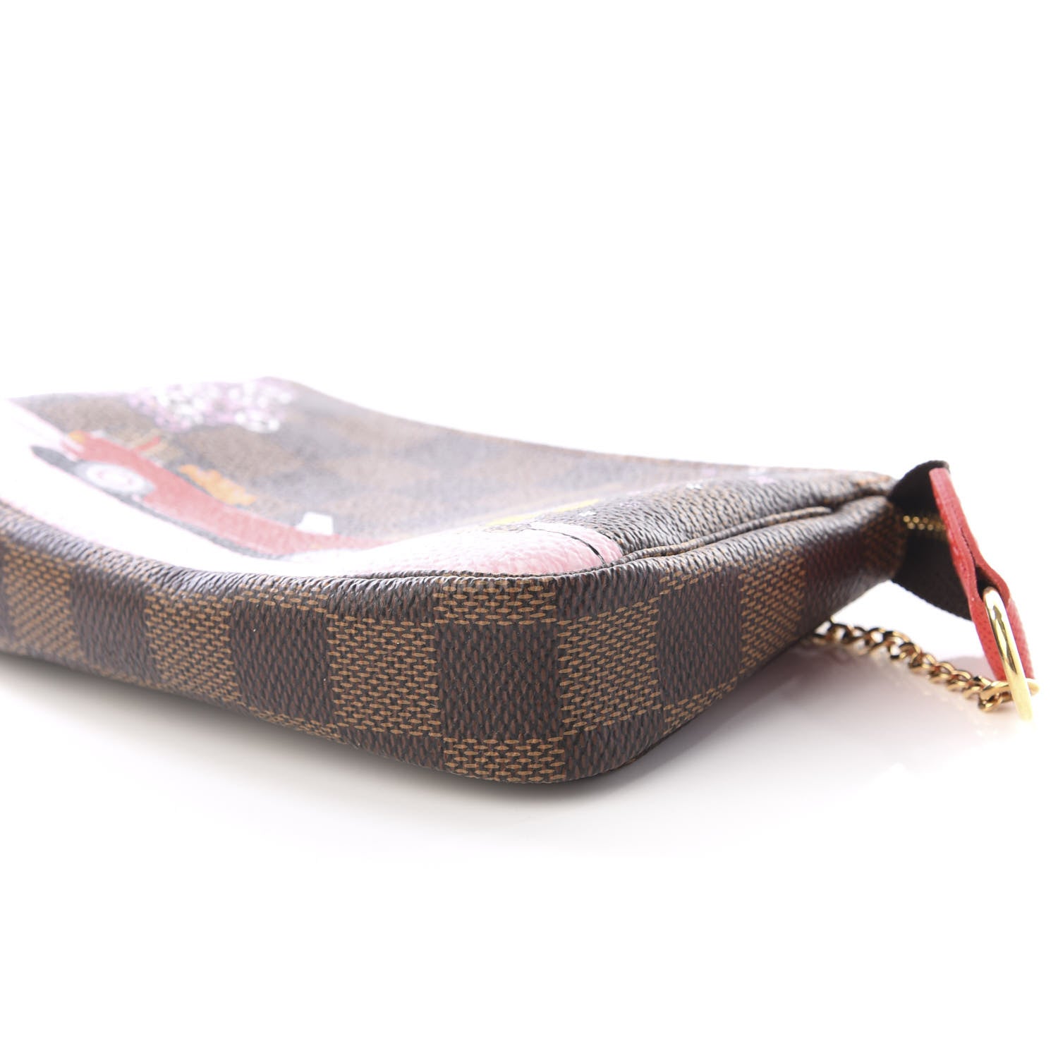 Louis Vuitton Damier Ebene 2019 Christmas Animation Mini Pochette Accessories Red 6 of 9