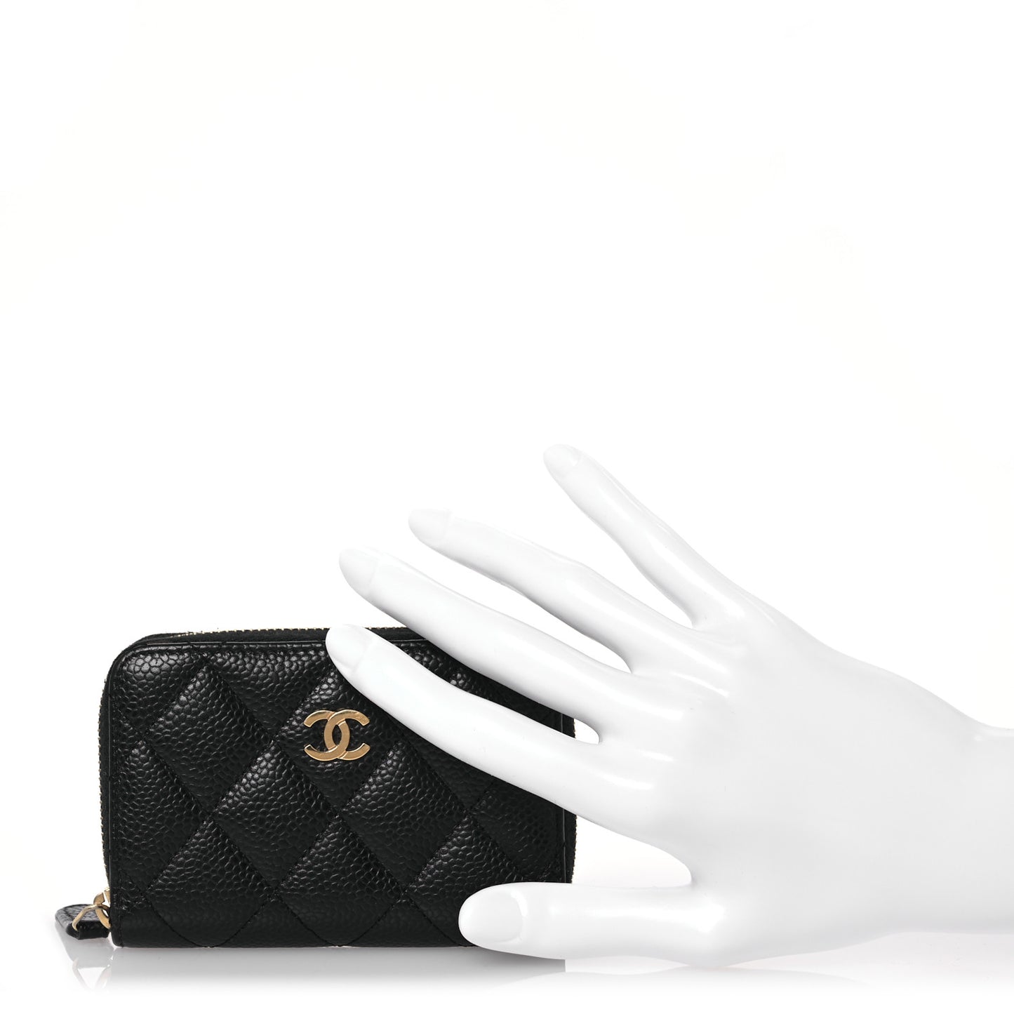 Caviar Quilted Classic Zipped Coin Purse Black