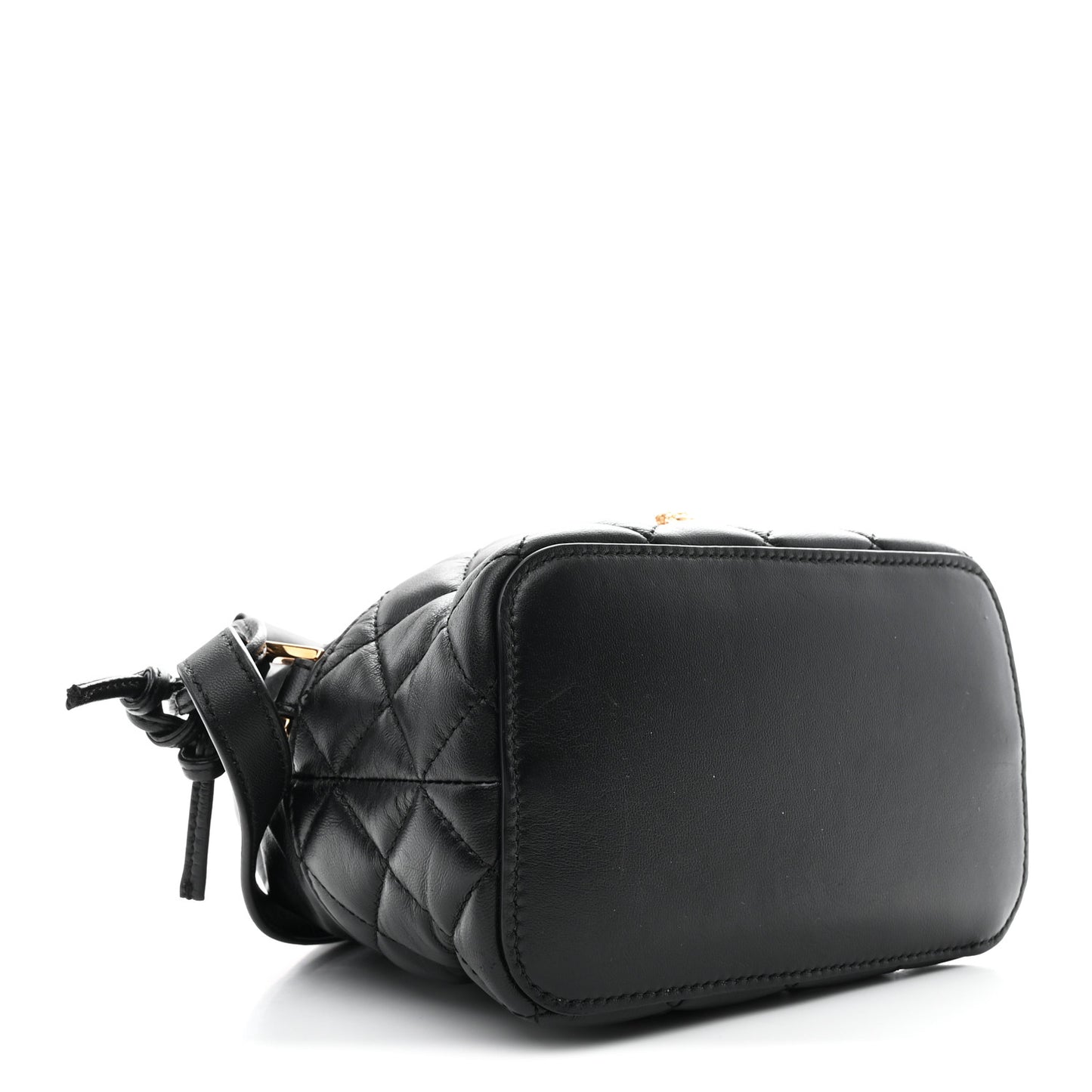 Nappa Quilted Medusa Bucket Bag Black