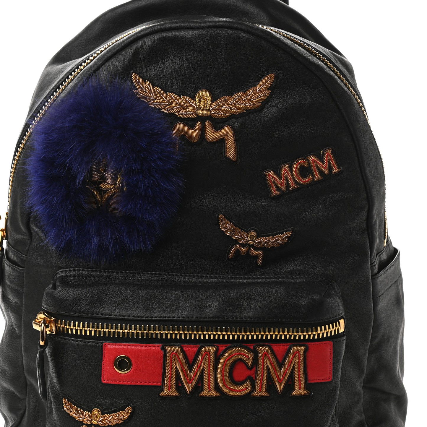 Lambskin Fox Fur Medium Stark Insignia Backpack Black
