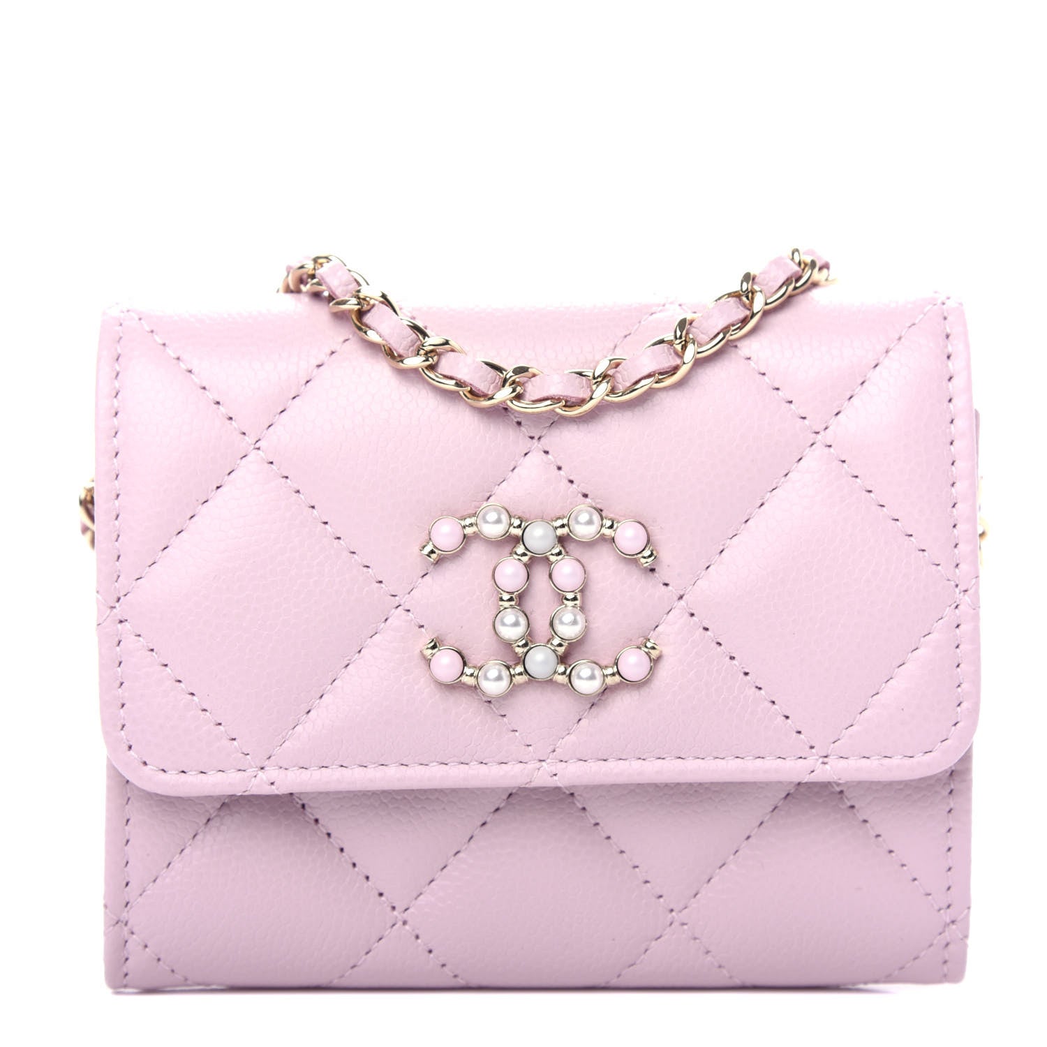 Chanel Caviar Quilted Coco Candy Card Holder On Chain Light Pink 1 of 11