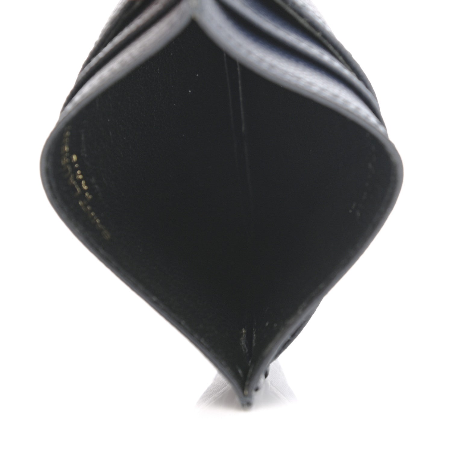 Saint Laurent Grain De Poudre Matelasse Chevron Monogram Credit Card Case Deep Marine 5 of 7