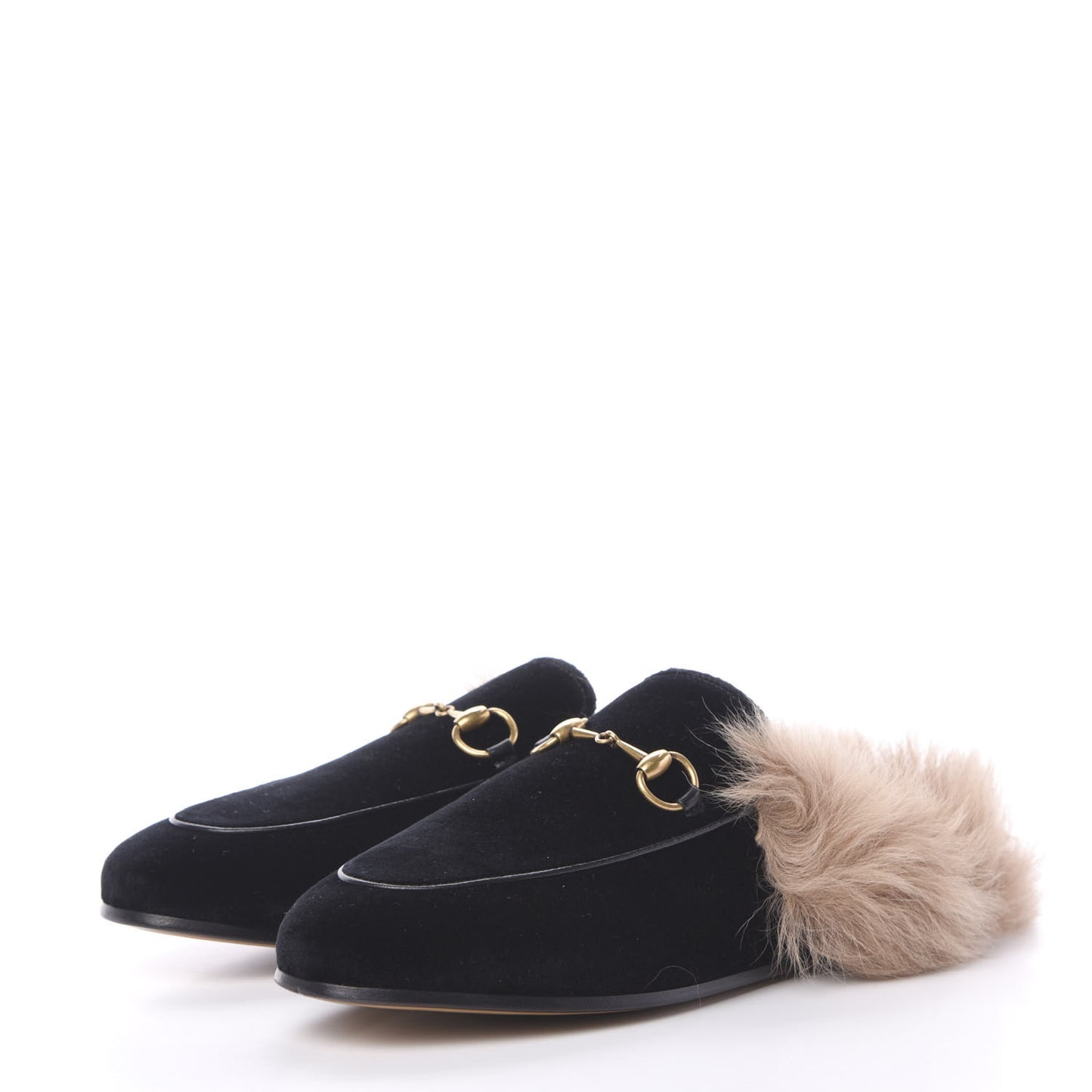 Velvet Fur Womens Princetown Slippers 37 Black