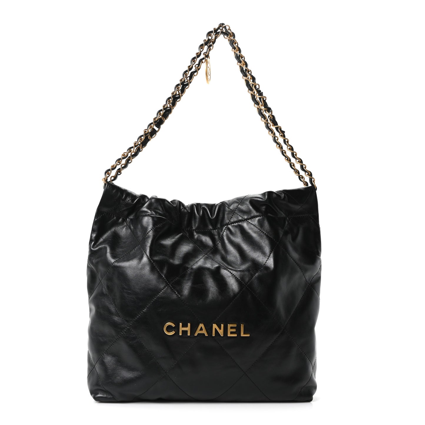Shiny Calfskin Quilted Small Chanel 22 Black