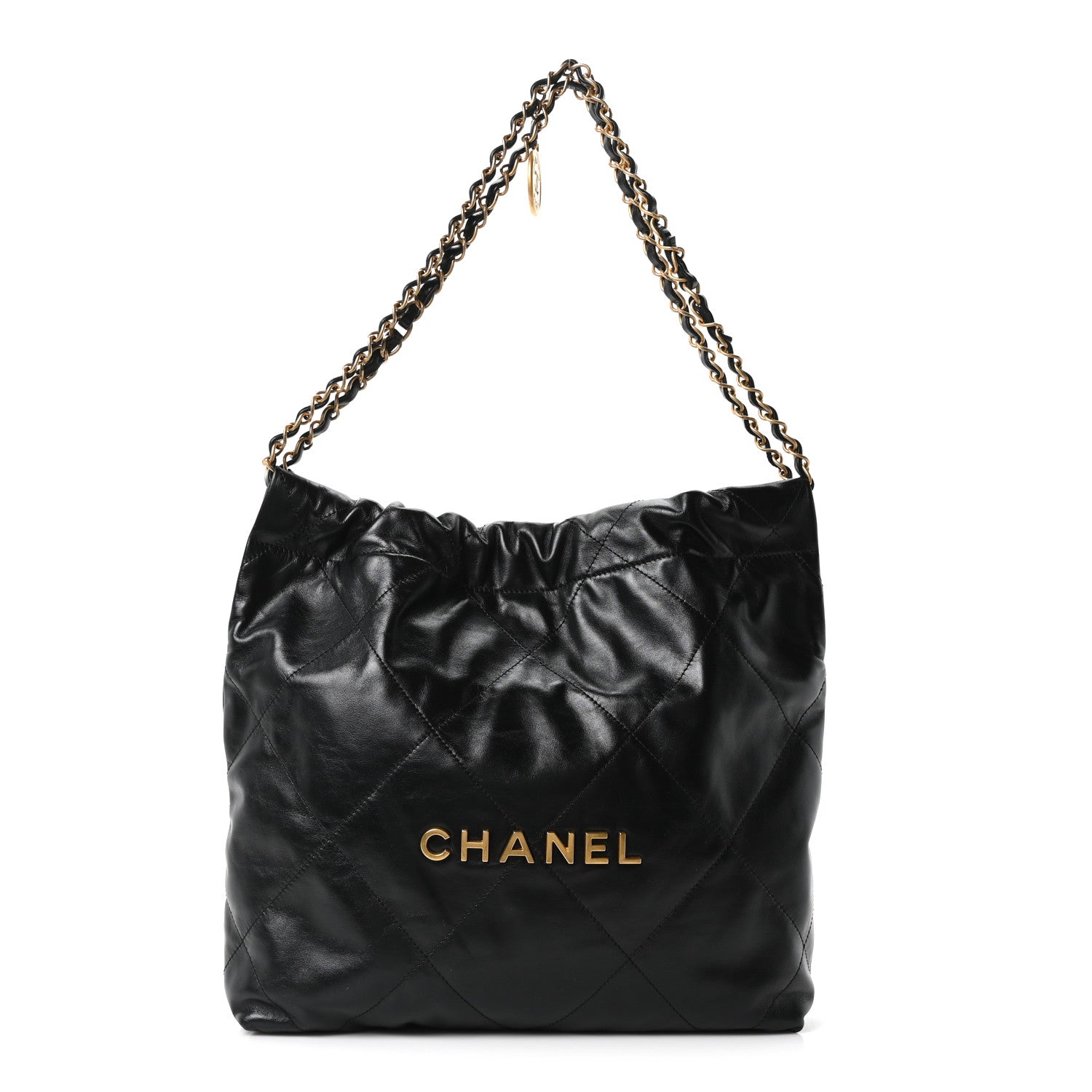 Chanel Shiny Calfskin Quilted Small Chanel 22 Black 1 of 11