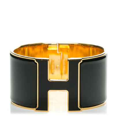 Hermes Enamel Extra Wide Clic Clac H Bracelet GM Black 1 of 4