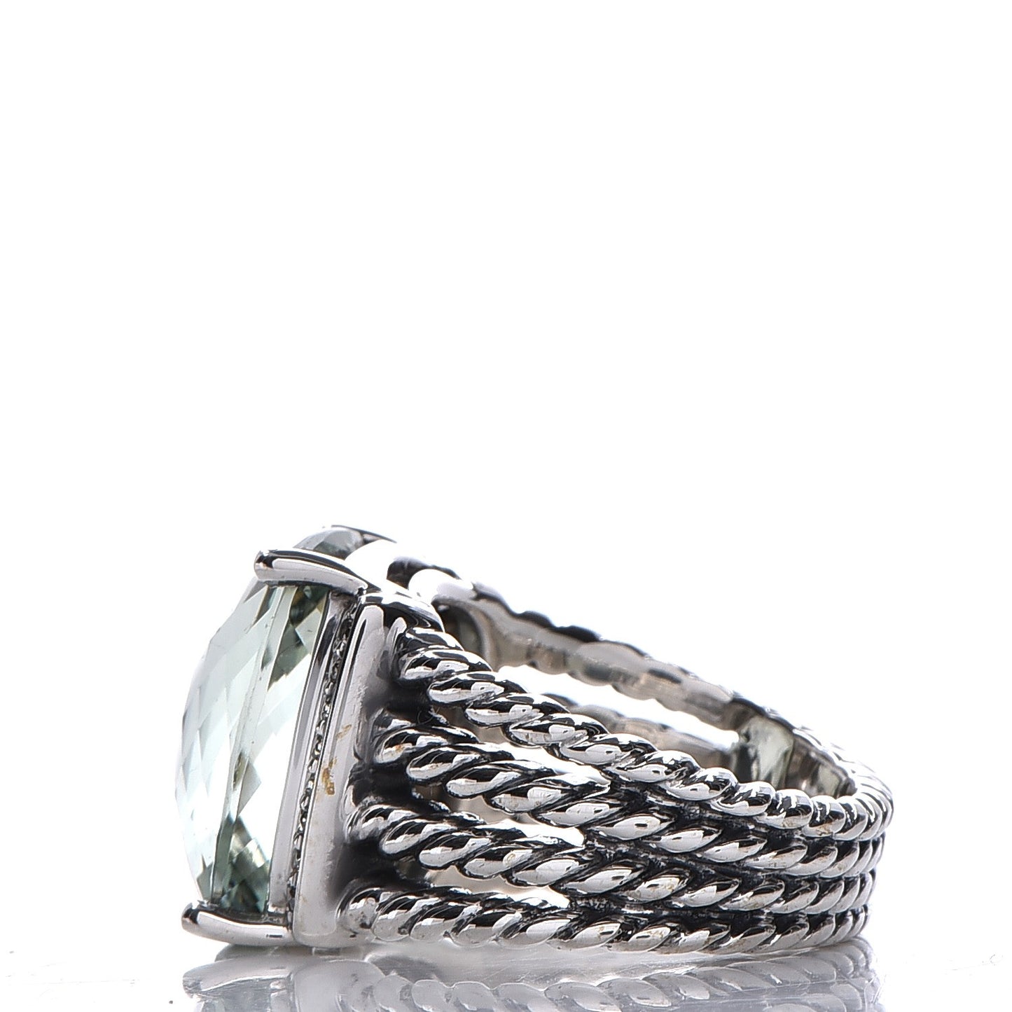 Sterling Silver Diamond Prasiolite 16mm Wheaton Ring 53 6.5