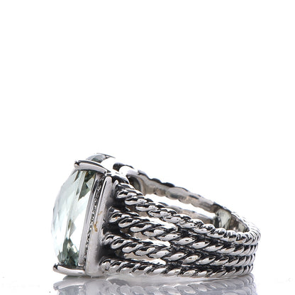 David Yurman Sterling Silver Diamond Prasiolite 16mm Wheaton Ring 53 6.5 3 of 5