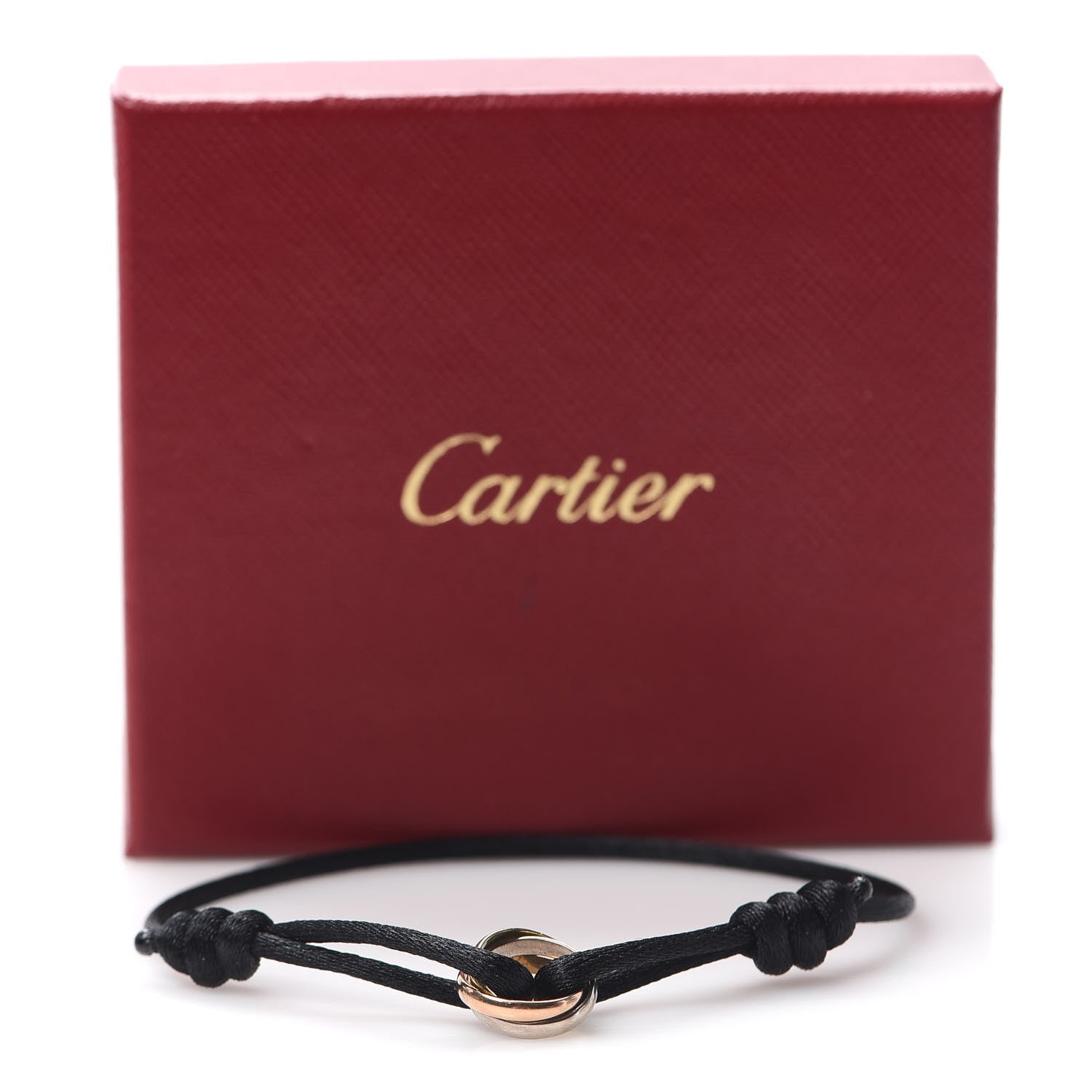 Cartier 18K Pink Yellow White Gold Trinity Adjustable Cord Bracelet Black 7 of 7