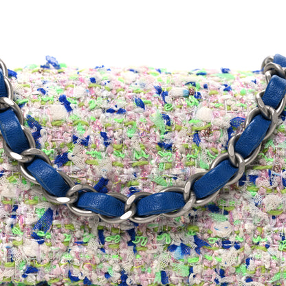 Chanel Tweed Quilted Mini Rectangular Flap White Blue Green 8 of 10