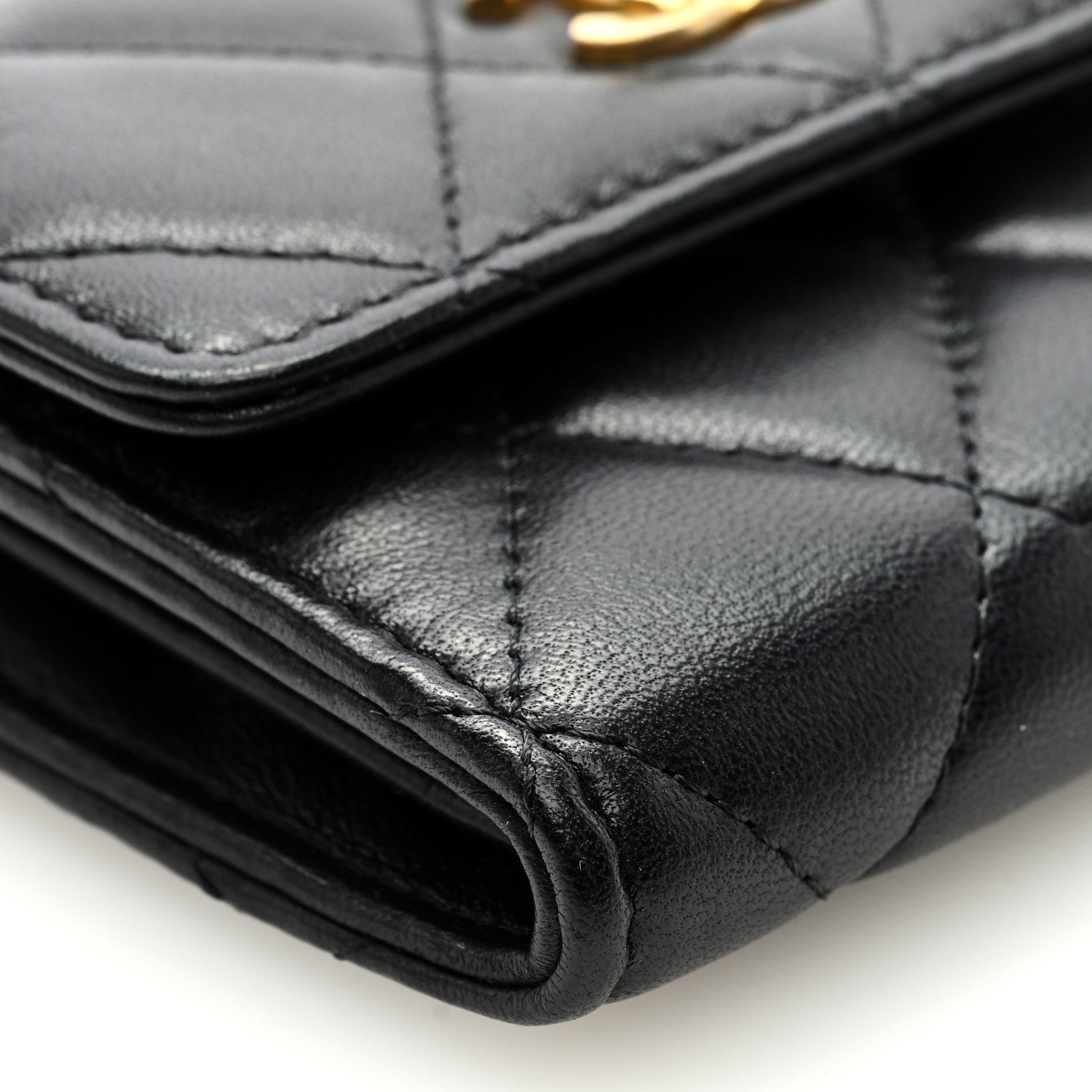 Chanel Lambskin Quilted Pearl Crush Card Holder With Chain Black 8 of 9