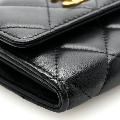 Chanel Lambskin Quilted Pearl Crush Card Holder With Chain Black 8 of 9