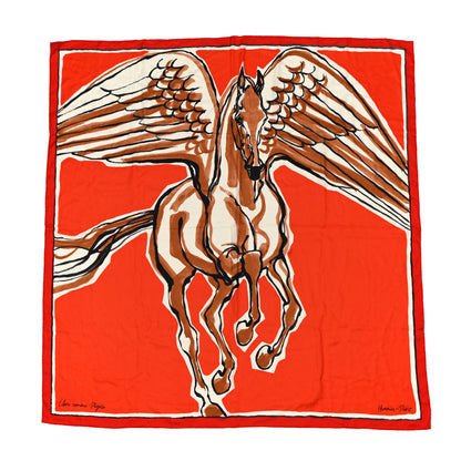 Hermes Cashmere Silk Libre Comme Pegase Shawl 140 Rouge Vermillion 1 of 4
