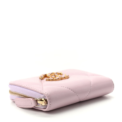 Chanel Lambskin Quilted Chanel 19 Zip Around Coin Purse Wallet Light Pink 4 of 7