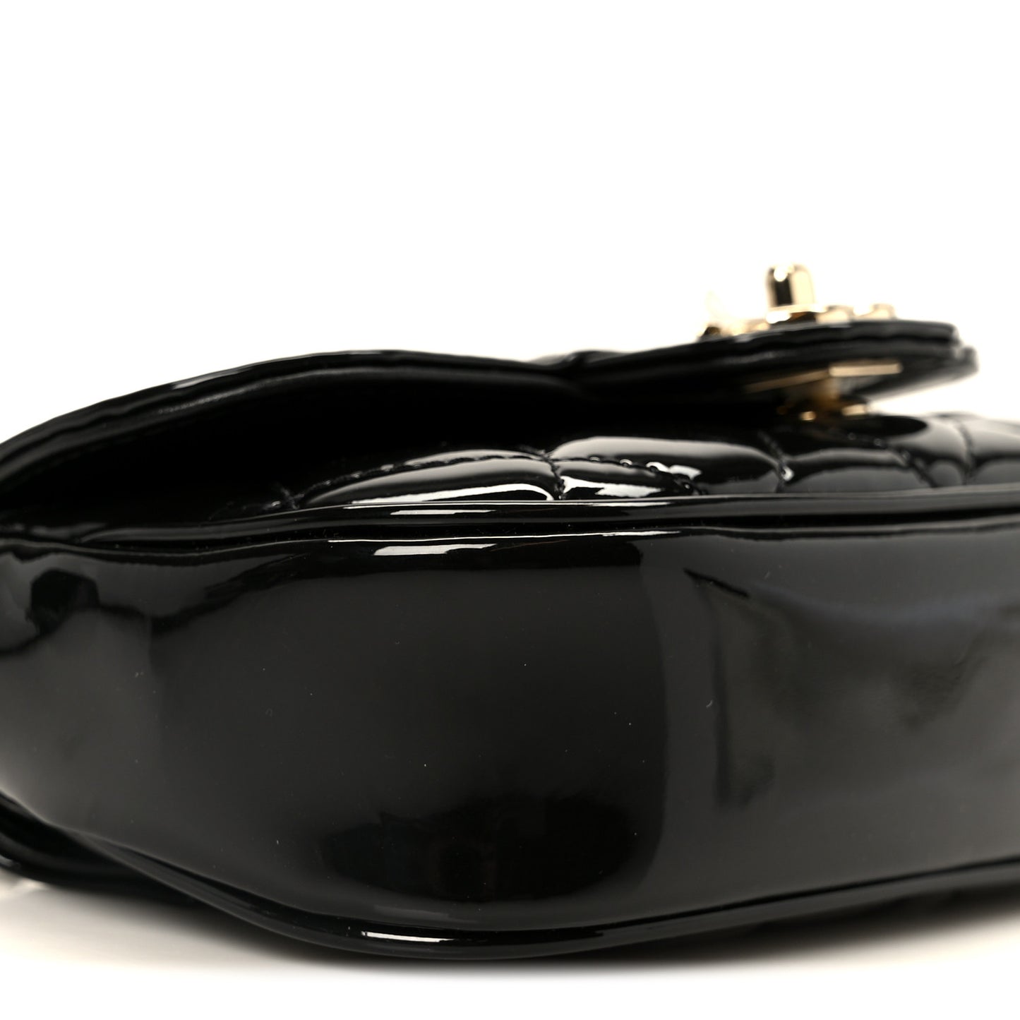Patent Calfskin Quilted Mini Flap Black