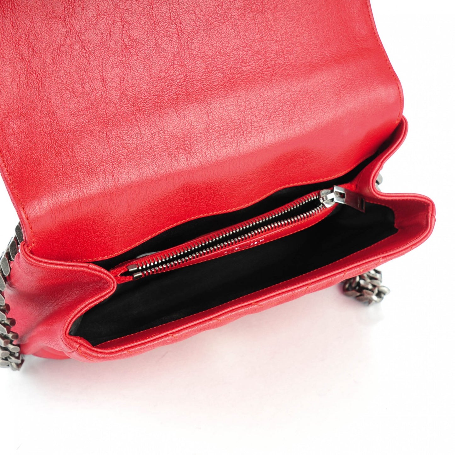 Sheepskin Matelasse Chevron Monogram Medium College Bag Rouge