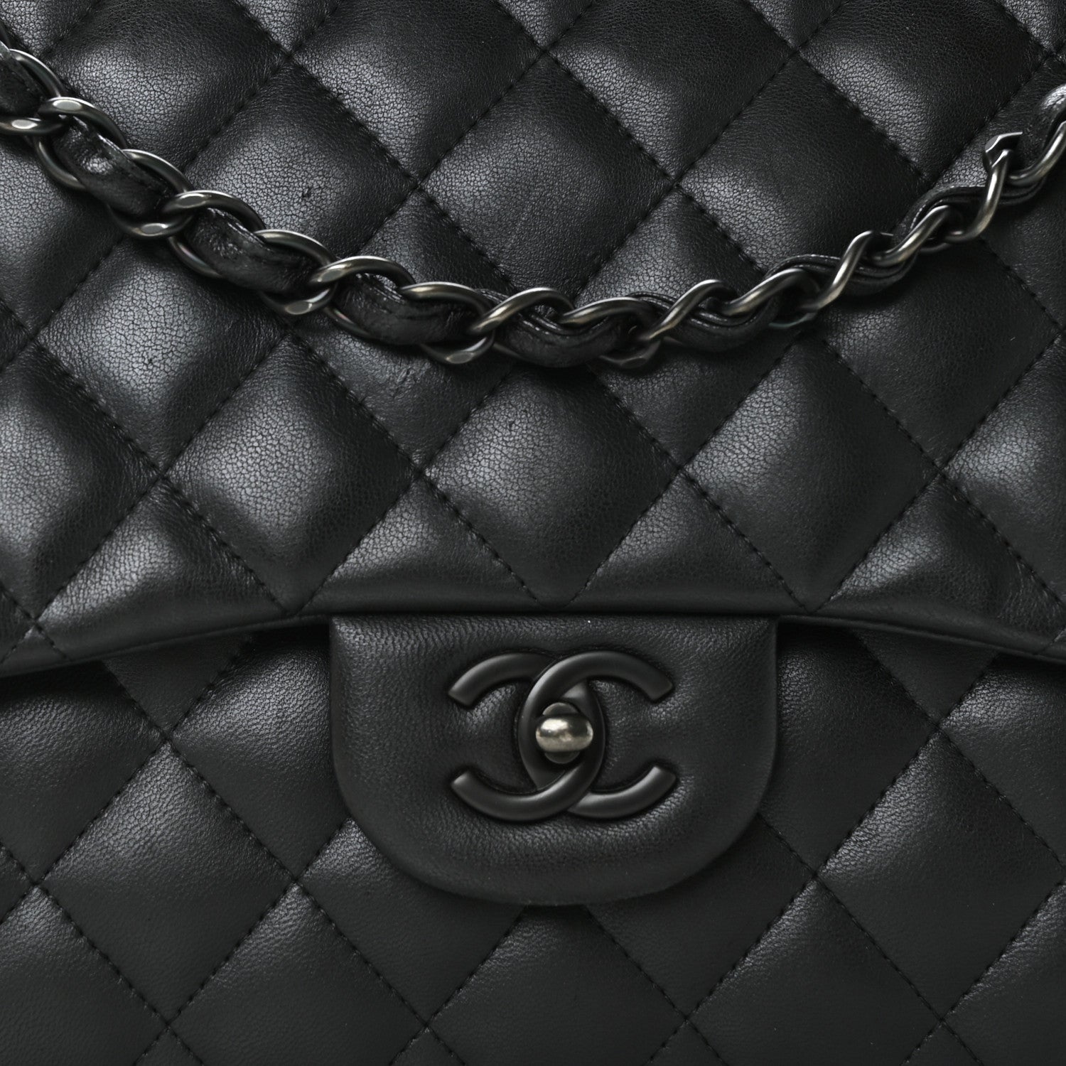 Chanel Lambskin Quilted Jumbo Double Flap So Black 9 of 11