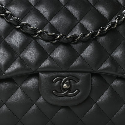 Chanel Lambskin Quilted Jumbo Double Flap So Black 9 of 11
