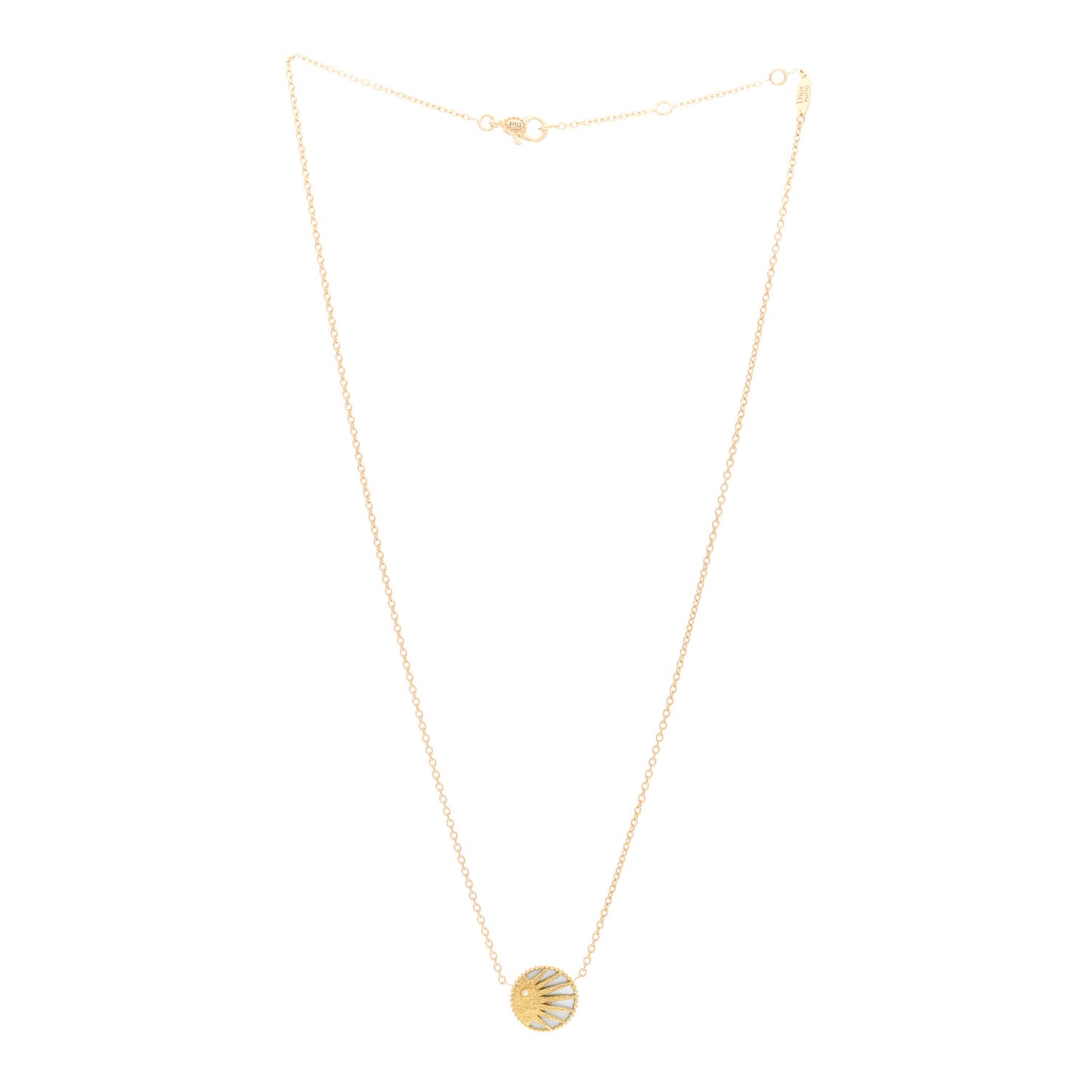 18K Yellow Gold Diamond Black Onyx Mother of Pearl Rose Celeste Pendant Necklace