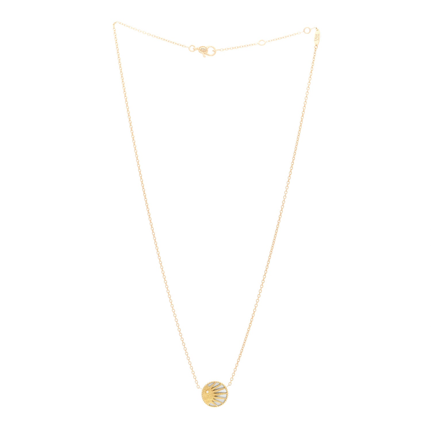Christian Dior 18K Yellow Gold Diamond Black Onyx Mother of Pearl Rose Celeste Pendant Necklace 3 of 4
